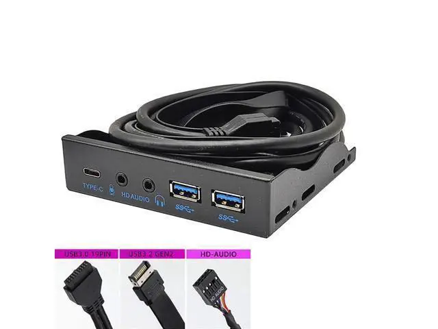 Alt view image 2 of 6 - 3.5in USB3.2 Gen2 Floppy Drive Front Panel 10Gbps with Audio Port USB-C Port 19Pin/9Pin Suitable for Type-E Interface 3.5in Floppy Disk Bay (with USB 3.0 19Pin)