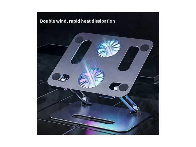 Alt view image 5 of 7 - Laptop Tablet Stand Adjustable with 2 High-speed Fan Aluminum Notebook Holder Foldable Detachable Laptop Tablet Riser for Desk Compatible with 11-17.3"MacBook Air Pro,XPS,More Notebooks