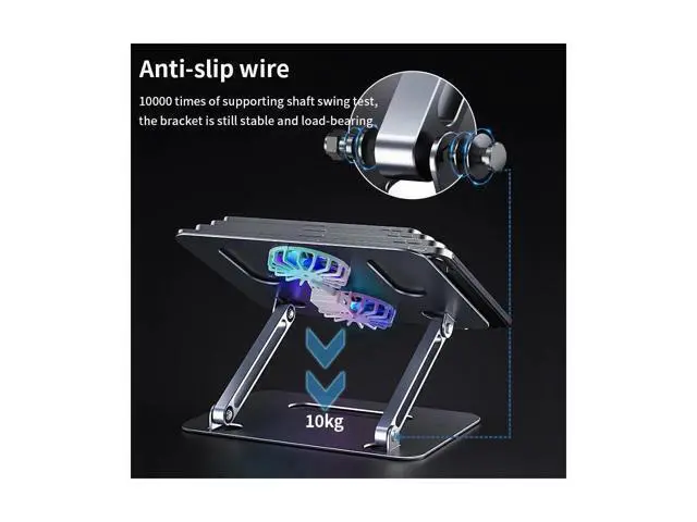 Alt view image 6 of 7 - Laptop Tablet Stand Adjustable with 2 High-speed Fan Aluminum Notebook Holder Foldable Detachable Laptop Tablet Riser for Desk Compatible with 11-17.3"MacBook Air Pro,XPS,More Notebooks