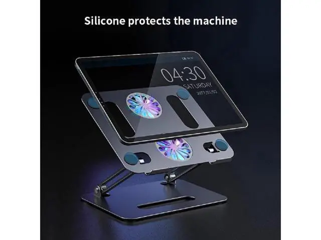Alt view image 7 of 7 - Laptop Tablet Stand Adjustable with 2 High-speed Fan Aluminum Notebook Holder Foldable Detachable Laptop Tablet Riser for Desk Compatible with 11-17.3"MacBook Air Pro,XPS,More Notebooks