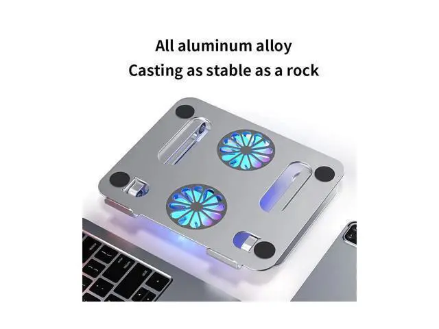 Alt view image 2 of 7 - Laptop Tablet Stand Adjustable with 2 High-speed Fan Aluminum Notebook Holder Foldable Detachable Laptop Tablet Riser for Desk Compatible with 11-17.3"MacBook Air Pro,XPS,More Notebooks