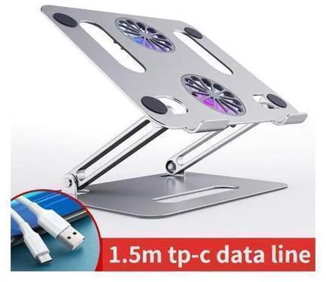 Main image of Aluminum Laptop Tablet Ultrabook Stand for Desk Portable Adjustable Laptop Tablet Mount with Dual High-speed Cooling Fan Foldable Anti-Slip Laptop Tablet Riser for 11-17.3"Laptop Tablets