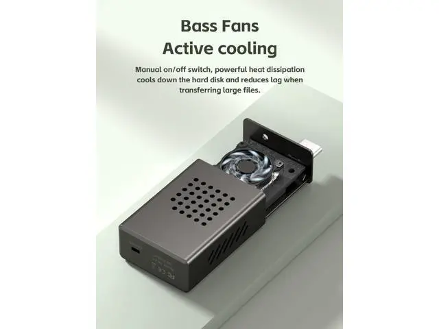 Alt view image 2 of 7 - Hagibis 2230 M.2 NVMe SSD Enclosure with Cooling Fan for iPhone 16 15 Pro Max ProRes, USB 3.2 Gen 2 10Gbps to NVMe PCI-E External M.2 SSD Case for MacBook Laptop iPad Android
