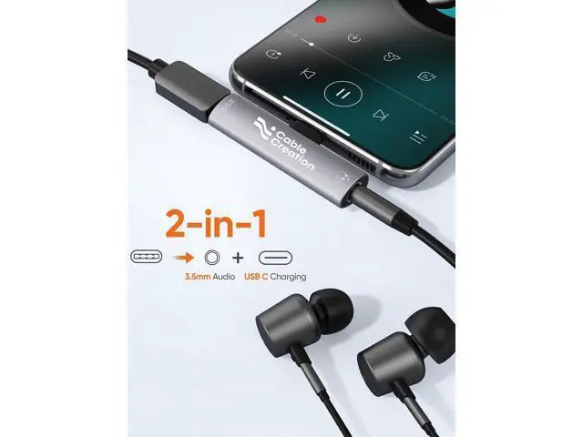Alt view image 3 of 7 - USB C to 3.5mm Headphone and Charger Adapter, 2 in 1 Type-C to 3.5mm Audio Hi-Res with PD Fast Charge, USB C to Aux with Charging Dongle for iPhone 16 15 Pro Max, Galaxy 24+, Pixel, iPad