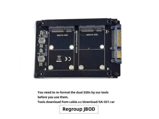Alt view image 2 of 7 - 2 in 1 Combo MSATA SSD to 2.5" SATA JBOD HDD Disk Drive Enclosure Adapter
