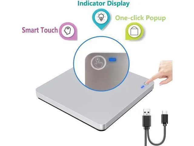 Alt view image 6 of 7 - External Blu-Ray DVD Burner Player Drive with One Touch Pop up, USB3.0/Type-C Portable CD/DVD+/-RW Drive/ DVD Player for Laptop CD ROM Burner for Laptop Desktop PC Windows Linux OS Apple Mac