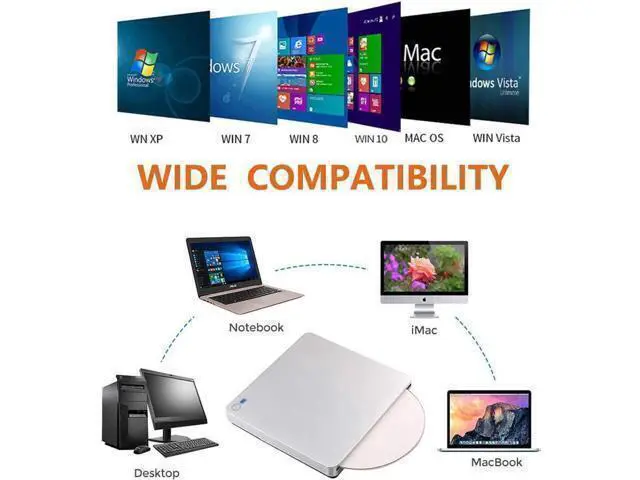 Alt view image 7 of 7 - External Blu-Ray DVD Burner Player Drive with One Touch Pop up, USB3.0/Type-C Portable CD/DVD+/-RW Drive/ DVD Player for Laptop CD ROM Burner for Laptop Desktop PC Windows Linux OS Apple Mac