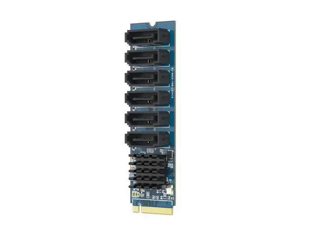 Alt view image 5 of 6 - M.2 to 6 Port SATA Adapter (M Key), ASM1166 Chip, 6X SATA 3.0 Expansion Card for Desktop PC, Supports SSD/HDD, Plug & Play, Non-RAID, Multi-OS Compatible