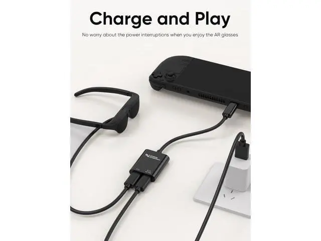 Alt view image 2 of 7 - USB C to AR Glasses and Charging Adapter,Charge and Play,4K@60Hz/1080P@120Hz,100W Fast Charging Compatible with Steam Deck/ROG Ally/Phone15/16/Viture/Rokid/Xreal AR Glasses