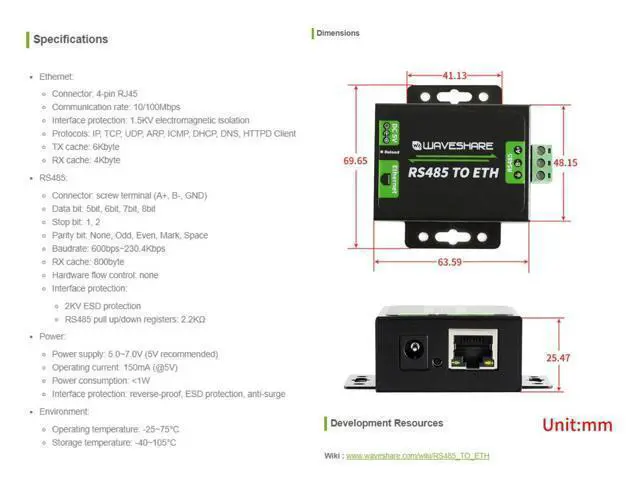 Alt view image 6 of 7 - RS485 to Ethernet Converter with High-Speed Low-Power High-Stability Up-gradable Easy to Communicate Between RS485 and RJ45 Port Ethernet