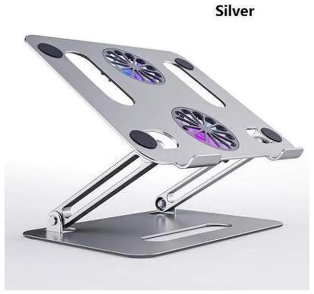 Main image of Ergonomic Foldable Laptop Tablet Cooling Stand Aluminum Protable Ultrabook notebook macbook computer riser desktop holder with 2 High-speed Fan,For All Laptop Tablets 11-17.3"MacBook Pro