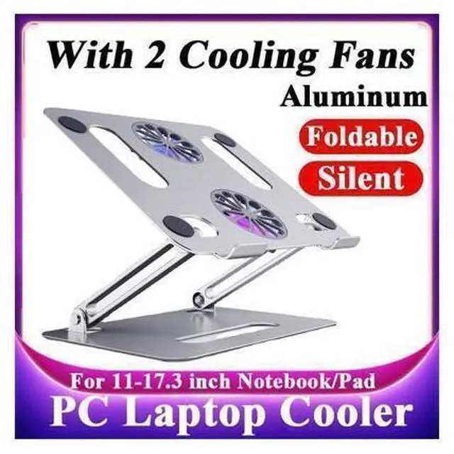 Main image of Laptop Tablet Stand Adjustable with 2 High-speed Fan Aluminum Notebook Holder Foldable Detachable Laptop Tablet Riser for Desk Compatible with 11-17.3"MacBook Air Pro,XPS,More Notebooks