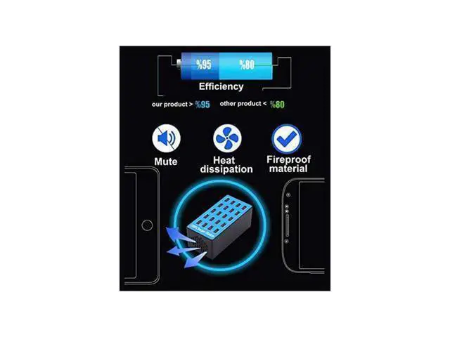 Alt view image 4 of 6 - USB Charging Station, 20 USB Fast Ports Charge Docking Station, Multi Device Charger Organizer Compatible with iPad, iPhone, Tablet and Cell Phone - Blue