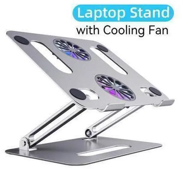 Main image of Aluminum Laptop Cooling Pad with Dual High-speed Fan,Notebook Stand Riser Foldable Adjustable Computer Stand, Compatible with All Laptop Notebook Tablets 11-17.3" MacBook Pro, iPad Air