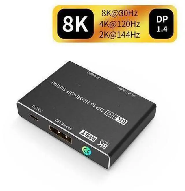 Main image of DisplayPort to DisplayPort + HDMI 8K Adapter Multi Monitor Splitter, Converter Multi-Stream Transport (MST) Hub, DP1.4 to DP1.4 + HDMI2.1 (DisplayPort to DisplayPort + HDMI Dual Display)