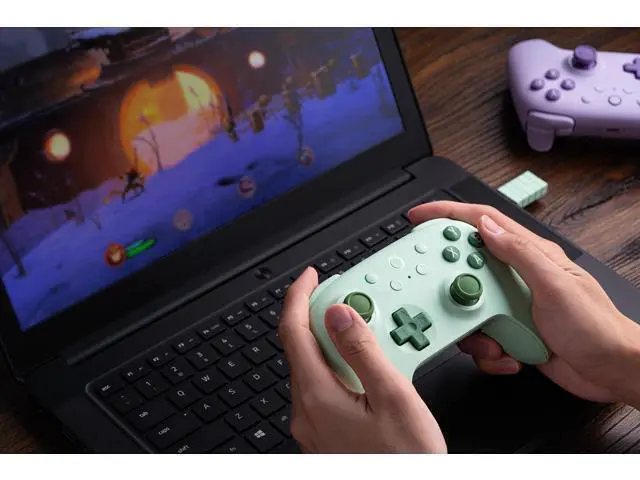 Alt view image 2 of 7 - Ultimate 2C Wireless Controller for Windows PC and Android, with 1000 Hz Polling Rate, Hall Effect Joysticks and Triggers, and Remappable L4/R4 Bumpers (Green)