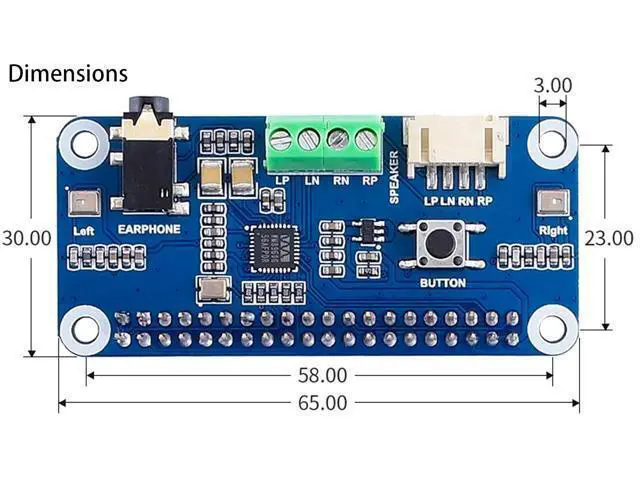 Alt view image 7 of 7 - Audio HAT Module for Raspberry Pi 4B/3B+/3B/2B/B+/A+/Zero/Zero W/Pi Zero WH,WM8960 Hi-Fi Sound Card HAT Stereo CODEC, Play/Record