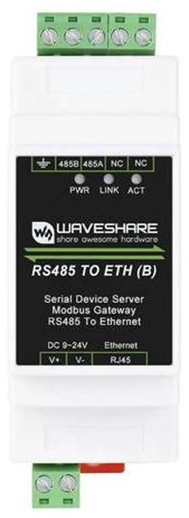 Main image of Industrial Serial Server RS485 to RJ45 Ethernet TCP/IP to Serial Module Support Rail-Mount Modbus Gateway