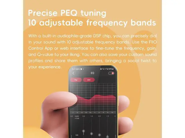 Alt view image 5 of 6 - Tiny Portable DAC & Headphone Amplifier, Hi-Res USB DAC, PEQ Precision Tuning, PCM 384kHz/DSD256 Decoding, Android App/Web Control (3.5mm + Type-C Dual Ports, Tiny A Black)