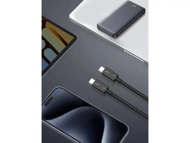 Alt view image 6 of 6 - Thunderbolt 5 Cable, Supports 8K Display/ 80Gbps Data Transfer/ 120Gbps Bandwidth Boost/ 240W Fast Charging, Compatible with Thunderbolt 4, USB4, Thunderbolt 3 and USB-C, Black, 3.3FT