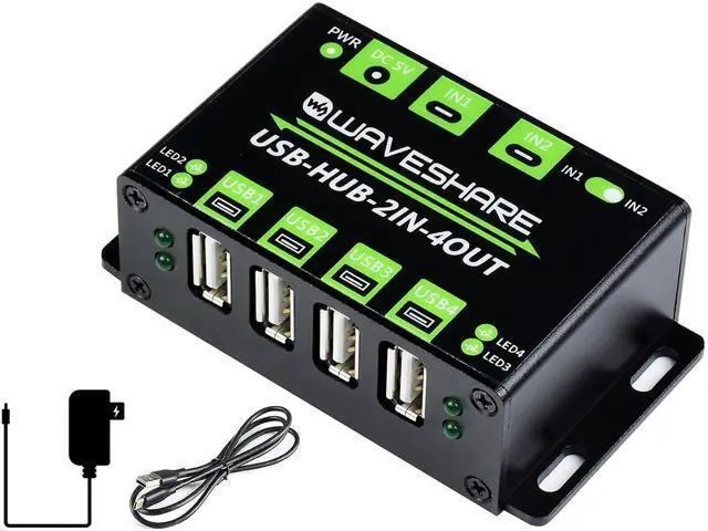 Main image of Industrial Grade USB HUB with 4X USB 2.0 Ports, Switchable Dual Hosts, Support Multi System Multi Protections ESD Protection TVS Diode Compatible with Linux, Windows 11/10 / 8.1/8 / 7 / XP