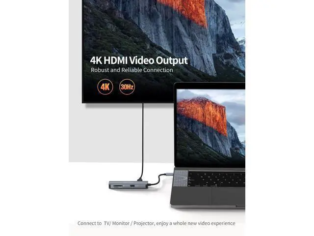 Alt view image 3 of 7 - USB C Hub, 5-in-1 Multiport iPad Pro Adapter with HDMI 4K, 2 USB 3.0, SD/Micro SD Card Reader for MacBook Pro/Air, iPad Pro, Surface Pro, XPS, and More