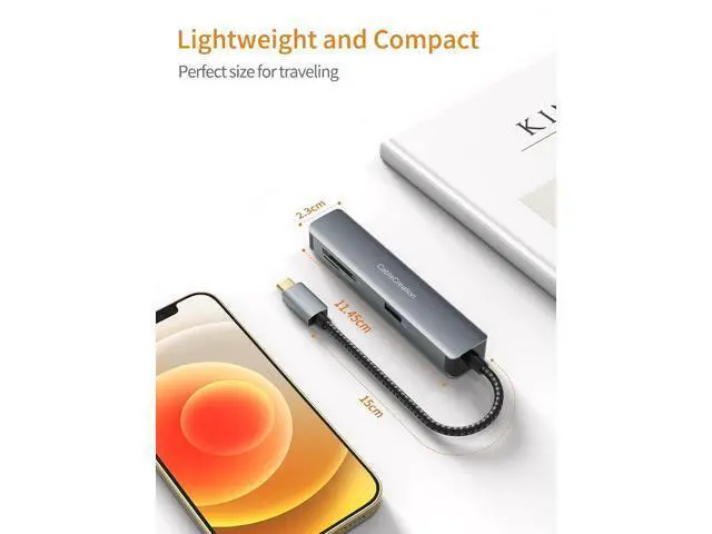 Alt view image 6 of 7 - USB C Hub, 5-in-1 Multiport iPad Pro Adapter with HDMI 4K, 2 USB 3.0, SD/Micro SD Card Reader for MacBook Pro/Air, iPad Pro, Surface Pro, XPS, and More