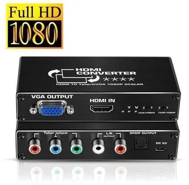 Main image of 1080P HDMI to Component Converter, HDMI to Ypbpr + R/ L Audio + VGA Adapter with SPDIF Output Compatible with PS3, PS4, HDMI TV Streaming Stick, TV Box, DVD Players with HDMI Output
