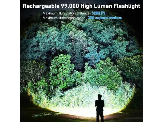 Alt view image 2 of 6 - Flashlight Rechargeable 99,000 High Lumen, 2 Pack Super Bright Rechargeable Flashlights for Home, 15H Long Life LED Flash Light with 5 Light Modes, IPX7 Waterproof for Outdoor, Camping, Hiking
