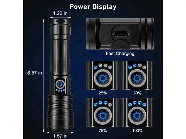 Alt view image 3 of 6 - Flashlight Rechargeable 99,000 High Lumen, 2 Pack Super Bright Rechargeable Flashlights for Home, 15H Long Life LED Flash Light with 5 Light Modes, IPX7 Waterproof for Outdoor, Camping, Hiking