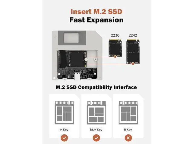 Alt view image 3 of 7 - Hagibis SSD Enclosure, Floppy Disk Style USB 3.2 Gen2 10Gbps to NVMe PCI-E M.2 2230/2242 SSD Case, M.2 External Hard Drive Enclosure for MacBook Laptop iPad Android iPhone 17 Pro Max (Grey)