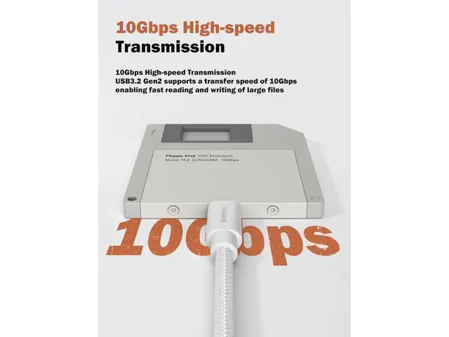 Alt view image 4 of 7 - Hagibis SSD Enclosure, Floppy Disk Style USB 3.2 Gen2 10Gbps to NVMe PCI-E M.2 2230/2242 SSD Case, M.2 External Hard Drive Enclosure for MacBook Laptop iPad Android iPhone 17 Pro Max (Grey)