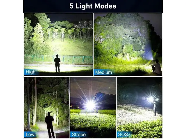 Alt view image 4 of 6 - Flashlight Rechargeable 99,000 High Lumen, 2 Pack Super Bright Rechargeable Flashlights for Home, 15H Long Life LED Flash Light with 5 Light Modes, IPX7 Waterproof for Outdoor, Camping, Hiking