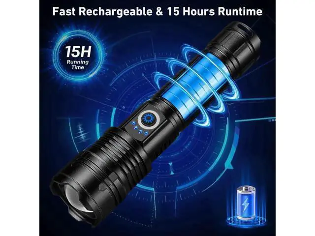 Alt view image 6 of 6 - Flashlight Rechargeable 99,000 High Lumen, 2 Pack Super Bright Rechargeable Flashlights for Home, 15H Long Life LED Flash Light with 5 Light Modes, IPX7 Waterproof for Outdoor, Camping, Hiking
