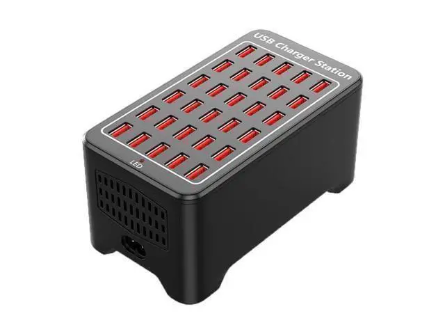 Main image of Multiple USB Charging Station, 30 Ports 150W(30A) Fast Charger Station with Power Switch, Desktop Charging Station for Multiple Devices Compatible with Cell Phones iPad Kindle Tablet - Black
