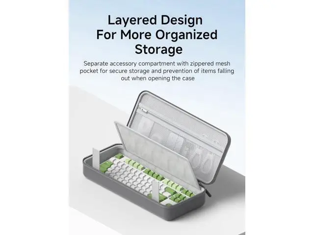 Alt view image 2 of 7 - Hagibis Keyboard Bag Hard Shell Portable Travel Carrying Case, 68/87 Keys EVA 900D Oxford Cloth Storage Case Electronic Organizer Shockproof Waterproof (Green, 87 Key)