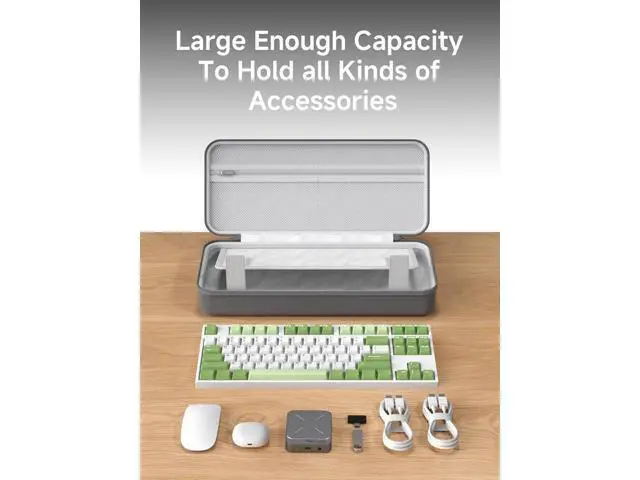 Alt view image 3 of 7 - Hagibis Keyboard Bag Hard Shell Portable Travel Carrying Case, 68/87 Keys EVA 900D Oxford Cloth Storage Case Electronic Organizer Shockproof Waterproof (Green, 87 Key)