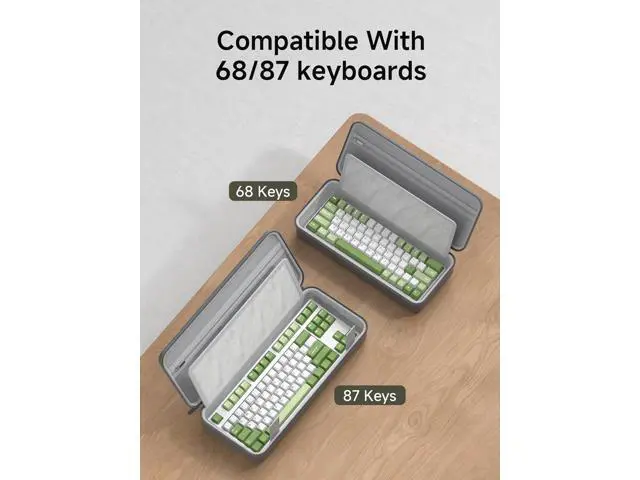 Alt view image 6 of 7 - Hagibis Keyboard Bag Hard Shell Portable Travel Carrying Case, 68/87 Keys EVA 900D Oxford Cloth Storage Case Electronic Organizer Shockproof Waterproof (Green, 87 Key)