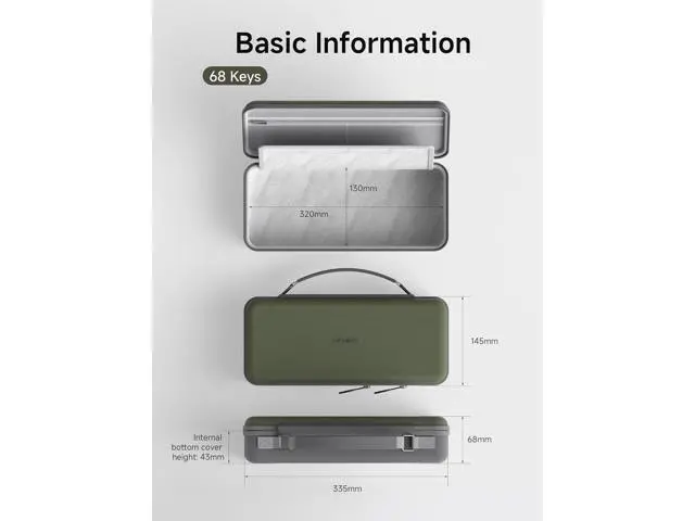 Alt view image 7 of 7 - Hagibis Keyboard Bag Hard Shell Portable Travel Carrying Case, 68/87 Keys EVA 900D Oxford Cloth Storage Case Electronic Organizer Shockproof Waterproof (Green, 87 Key)