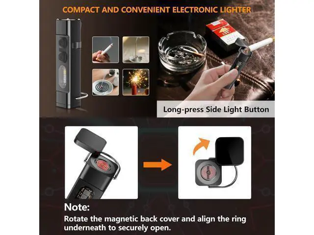 Alt view image 6 of 6 - 2Pack Rechargeable EDC Flashlight with Electric Lighter,Clip and Magnetic Base,Mini Flash Lights with UV Red and White LED Light Portable Pocket Light for Outdoors Indoor Emergency Working