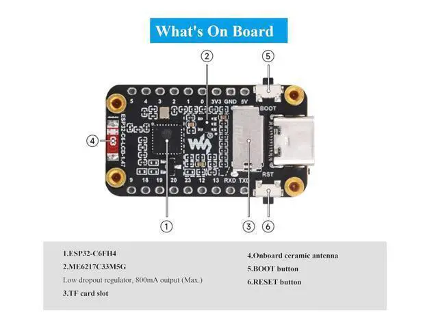 Alt view image 6 of 7 - ESP32-C6 1.47inch Display Development Board,172x320, 262K Color, 160MHz Running Frequency Single-core Processor, Support W-iF-i & BLE, with Colorful RGB LED, with Pre-soldered Header