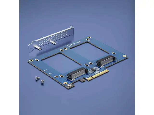 Alt view image 5 of 6 - PCIe 3.0 x8 to Dual U.2 NVMe SSD Adapter Card, 2-Port SFF-8639 for 2.5" U.2 SSD, Non-RAID Bifurcation Required, Windows/Linux/VMware Compatible, Only Full-Height Bracket