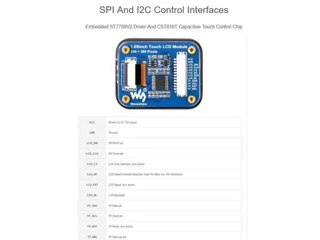 Alt view image 5 of 7 - 1.69inch Touch Round LCD Display Module 240×280 Resolution, IPS Screen 262K Display Color SPI and I2C Communication for Raspberry Pi/Raspberry Pi Pico/ESP32S3/Arduino/STM32