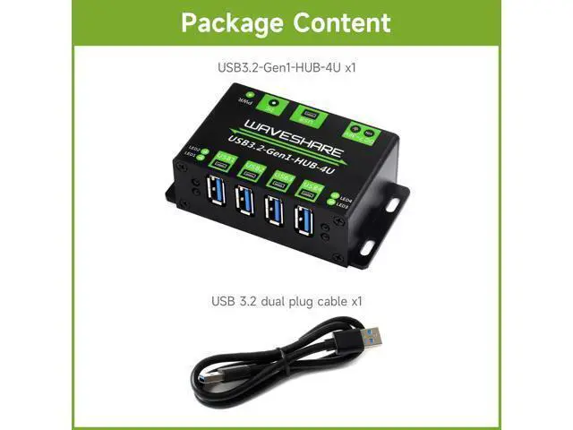 Alt view image 2 of 7 - 4-Ch USB 3.2 Gen1 HUB, Compatible with Windows, macOS, Linux and Android, Metal Case with Wall-Mount Support, Driver-Free, Plug-and-Play