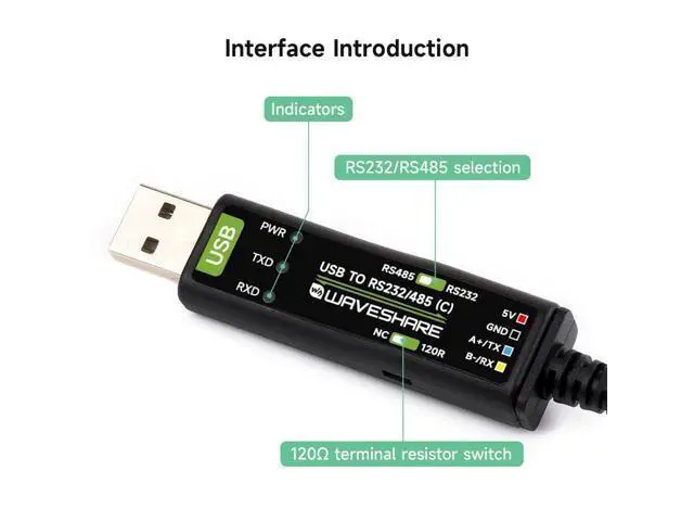 Alt view image 6 of 7 - Wavesahre USB to RS232/485 Serial Cable, Original FT232RNL Chip, Compatible with Mac, Linux, Android, Win11/10/8.1/8/7, Onboard Power and Signal Indicators, Multi-OS Compatible & Device Applicable