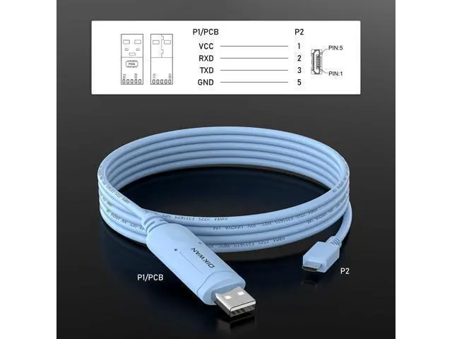 Alt view image 2 of 6 - USB to Micro USB Console Cable with FTDI Chipset, RS232 Serial Port Adapter for Cisco Routers/Switches, PLC, Industrial Control Devices, Compatible with Windows/Mac/Linux (6ft/1.8m)
