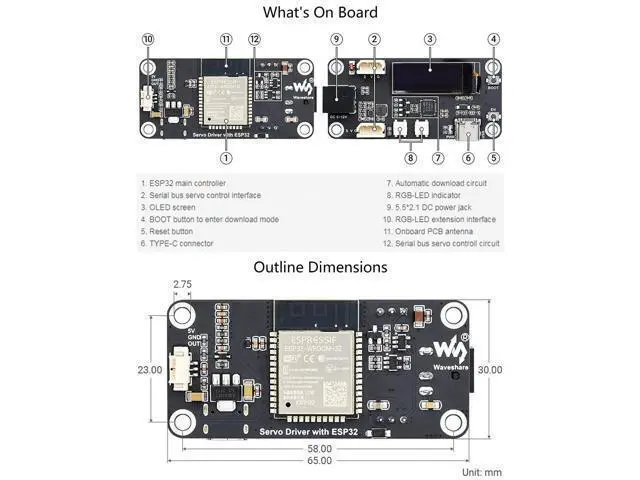 Alt view image 7 of 7 - ESP32 Servo Driver Expansion Board, Built-in WiFi and Bluetooth, UART Serial Bus Control up to 253 Servos via ESP32 Serial Port Open Source Web Application and Various Robot Structures