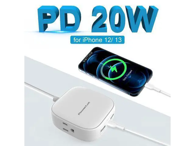 Alt view image 3 of 6 - Power Strip with USB Port, Travel Power Strip with Flat Plug, ETL 6FT Extension Cord PD 20W USB C Power Strip for iPhone 14/13/12 Pro Max,iPad Pro/Air, Mini Power Strip Cube for Home& Office