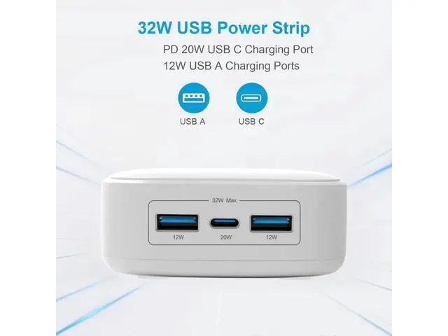 Alt view image 2 of 6 - Power Strip with USB Port, Travel Power Strip with Flat Plug, ETL 6FT Extension Cord PD 20W USB C Power Strip for iPhone 14/13/12 Pro Max,iPad Pro/Air, Mini Power Strip Cube for Home& Office
