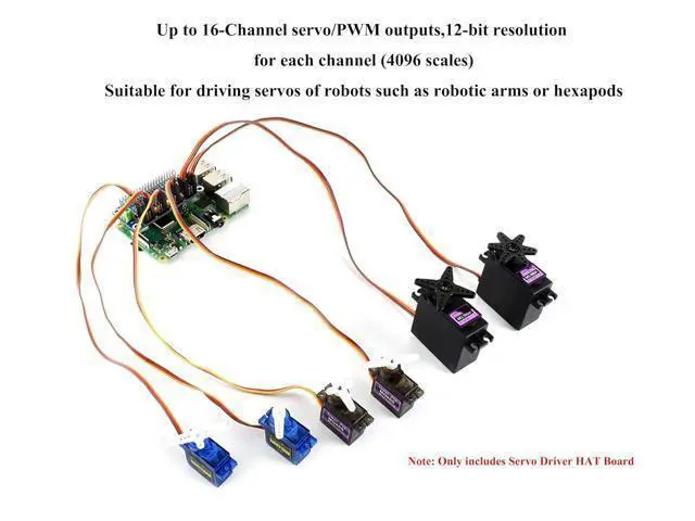 Alt view image 4 of 7 - PWM Servo Motor Driver HAT Compatible with Raspberry Pi 5/4/3B+/ 3B Zero/Zero W/Zero WH and Jetson Nano, 16-Channel 12-bit I2C Interface Straight Pinheader